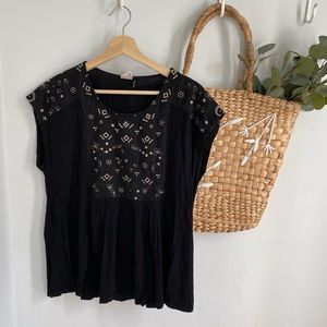 Anthropologie Black Boho Top